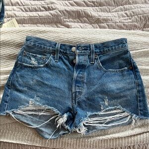 Levi's Distressed Blue Jean Shorts